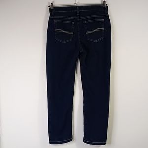 Riders by Lee Mid-Rise Tapered Leg Dark Wash Blue Jeans Size 10 Short